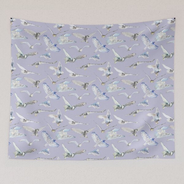 Item preview, Snowy Owls on Lila designed and sold by AxeLeon Patterns.