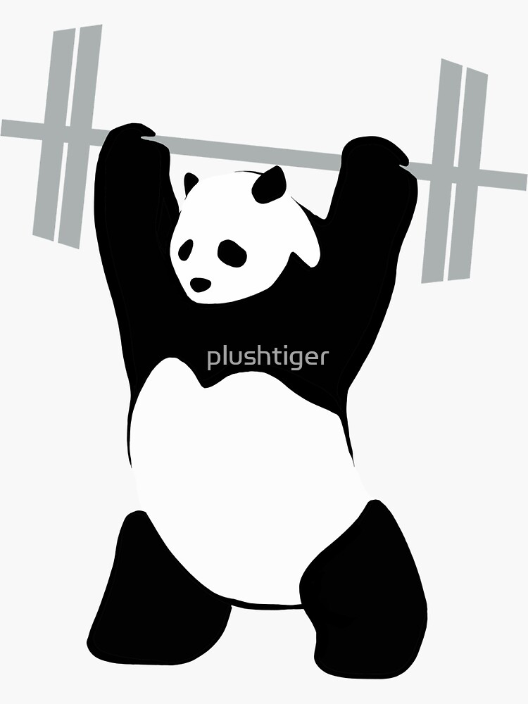 Panda Weightlifting Fitness Panda Gym Funny Panda Beach Towel by EQ Designs  - Pixels