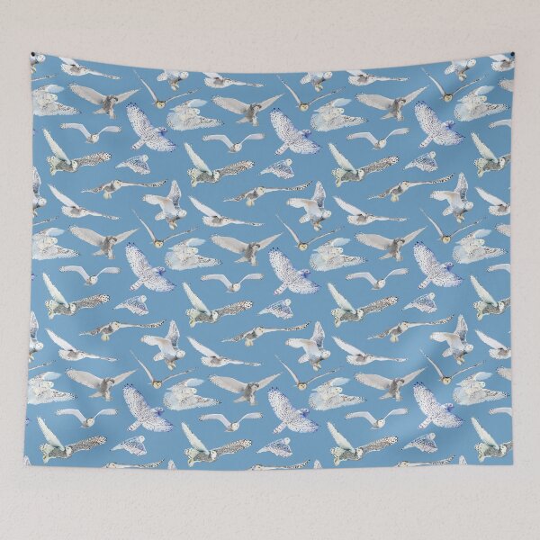 Item preview, Snowy Owls on Aqua designed and sold by AxeLeon Patterns.