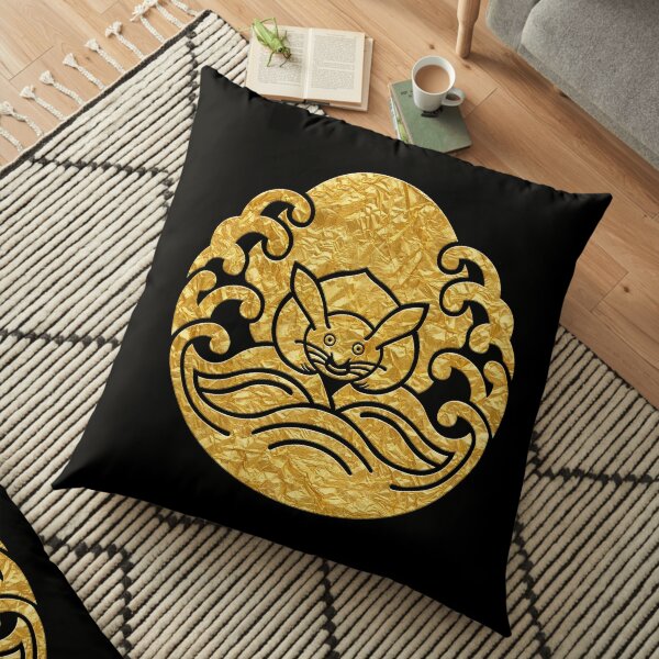 Japanese Mon Nami ni Tsuki ni Usagi Floor Pillow