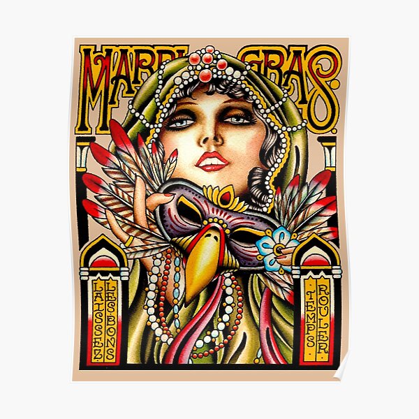 MARDI GRAS; Vintage New Orleans Art Deco Print Poster