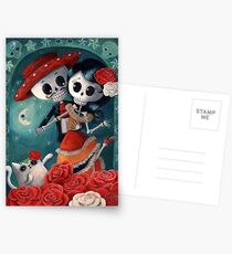Dia de Los Muertos Couple of Skeleton Lovers Postkarten