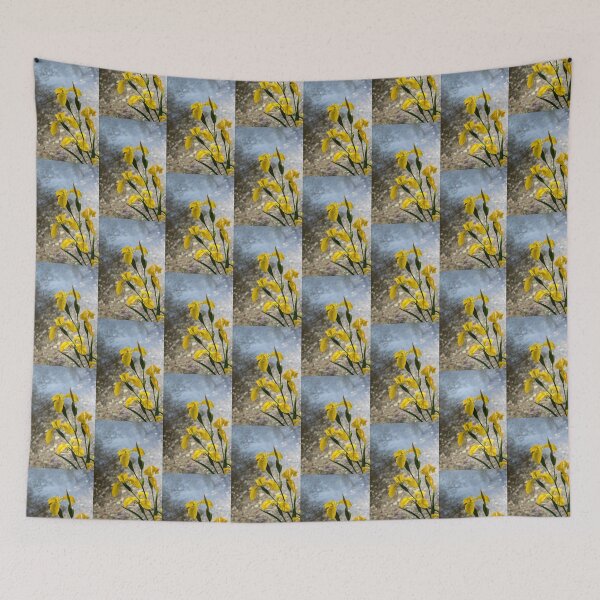 Item preview, Soft Sequins and Spangles - Yellow Irises on the Edge of a Pond designed and sold by Georgia Mizuleva.
