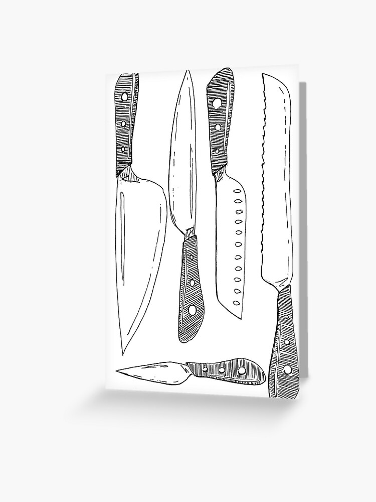 etc initial planer Chef's Knives Ink Drawing" Greeting Card for Sale by studiosunbear |  Redbubble