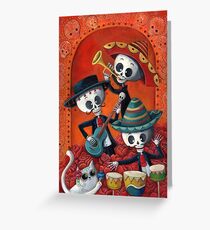Dia de Los Muertos Skeleton Musicans Greeting Card
