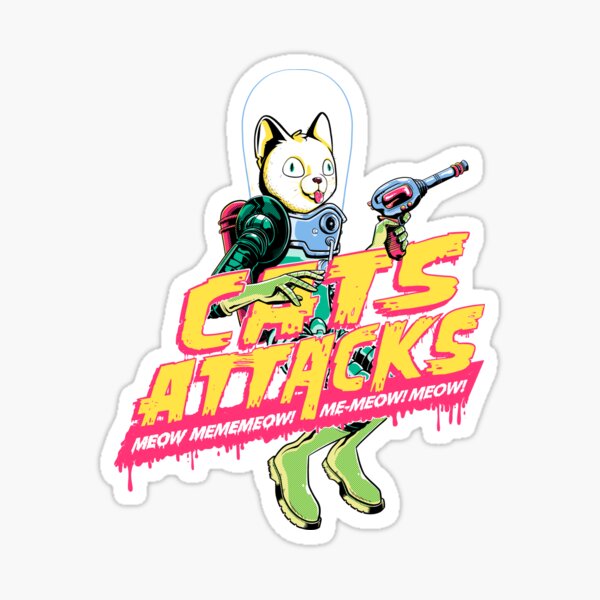 Cats Attacks Pegatina
