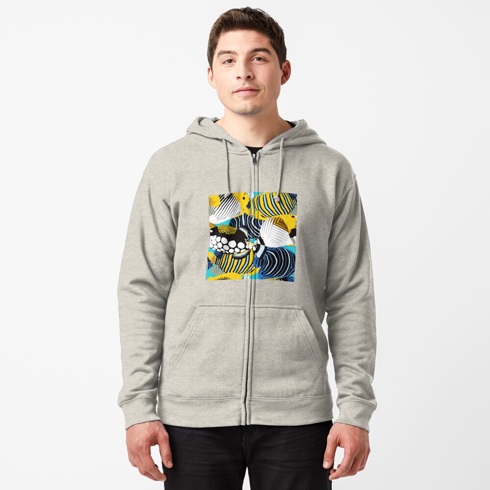 Tropical Fish animal print Zipped Hoodie