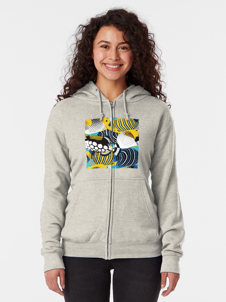 Alternate view of Tropical Fish animal print Zipped Hoodie