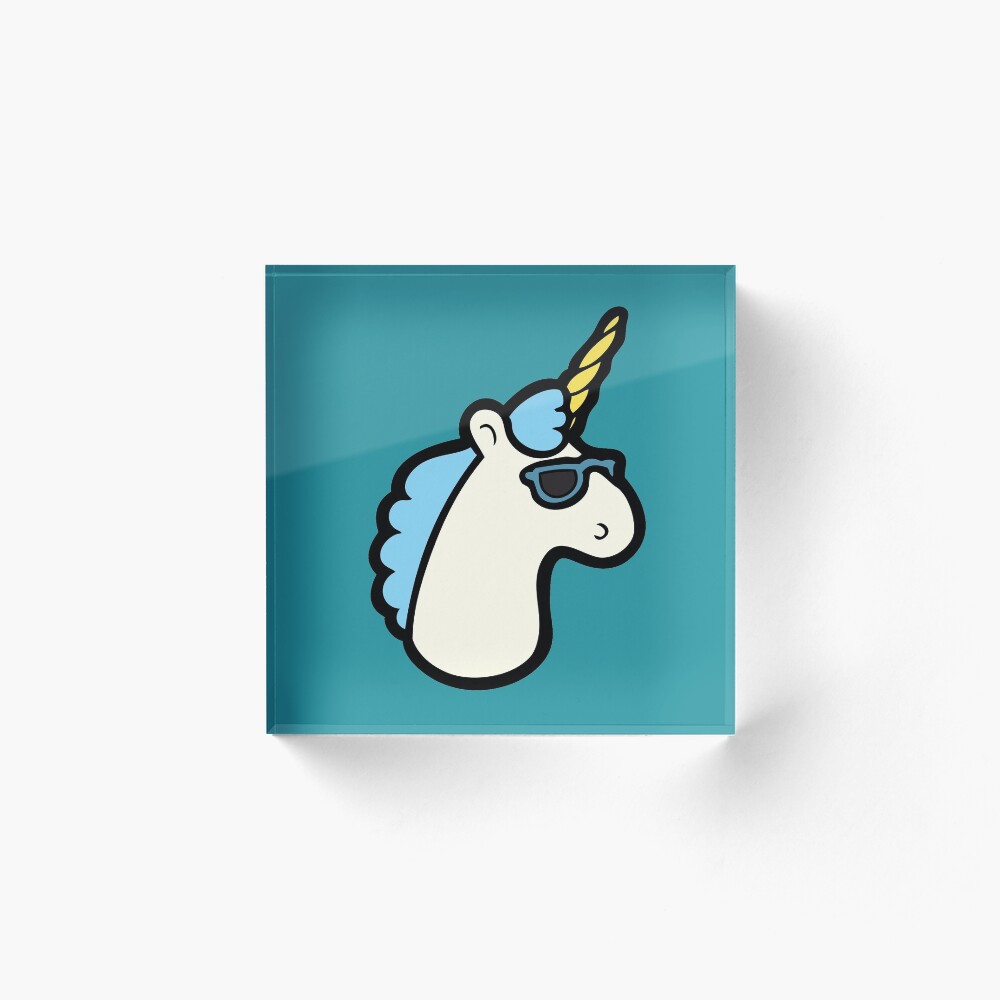 Unicorns Are Cool Pattern - Blue Acrylic Block