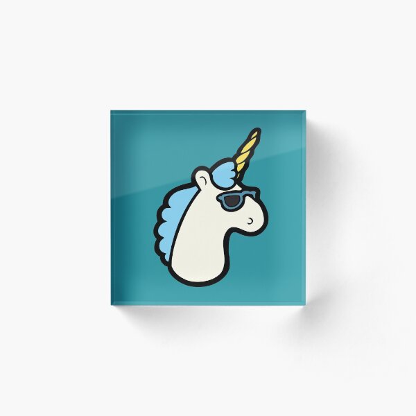 Unicorns Are Cool Pattern - Blue Acrylic Block