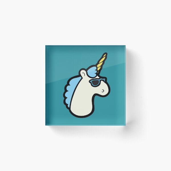 Unicorns Are Cool Pattern - Blue Acrylic Block