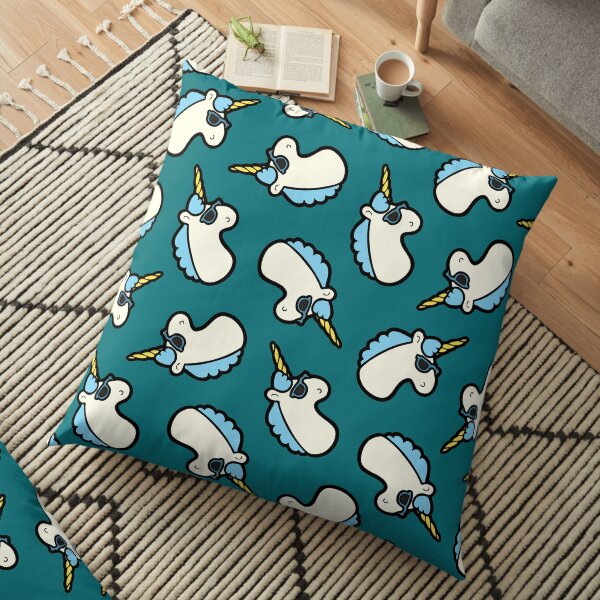 Unicorns Are Cool Pattern - Blue Floor Pillow