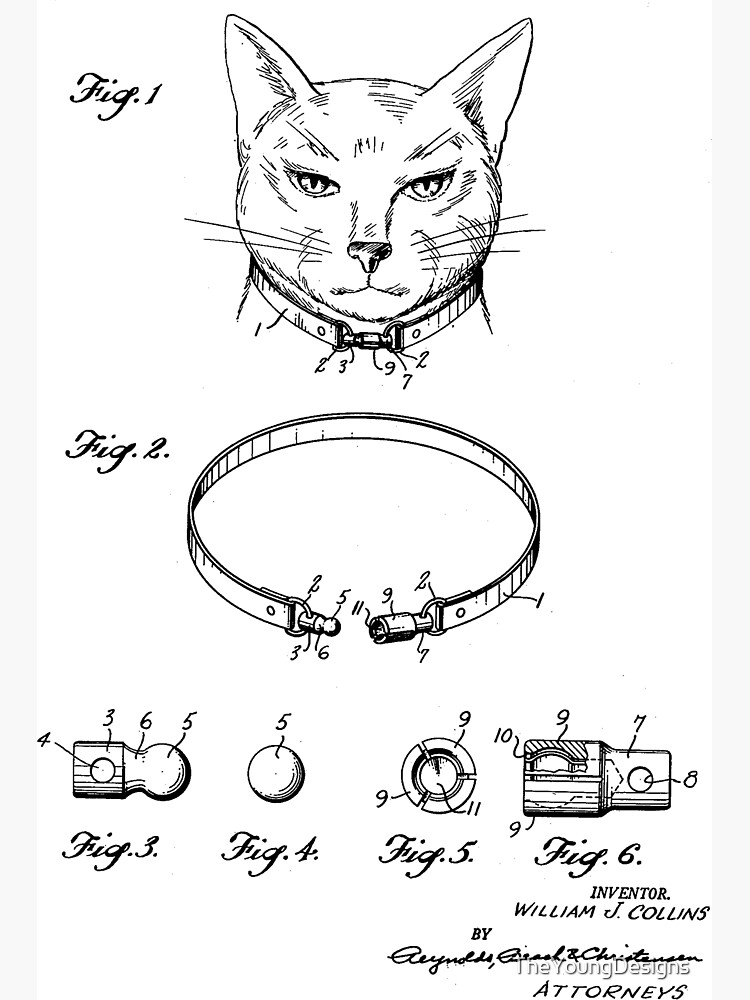 "Cat Collar Vintage Patent Hand Drawing" Poster for Sale by