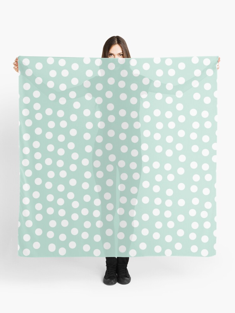 Pastel green white polka dot Scarf