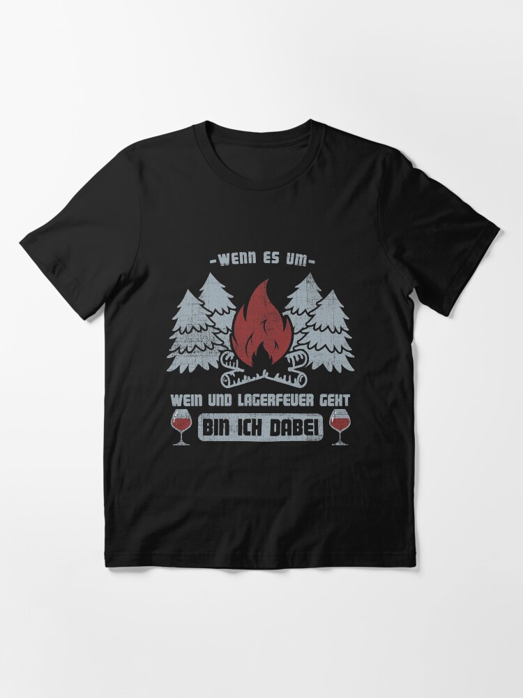 Thumbnail 3 von 7, Essential T-Shirt, Lagerfeuer und Wein ich bin dabei - Camping Geschenk designt und verkauft von yeoys.