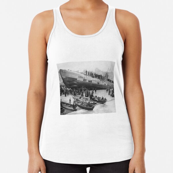 #naval #ship, #people, #group, #adult, #military, #warship, #rowboat Racerback Tank Top