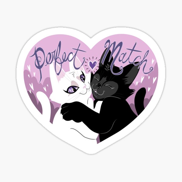 Perfect Match - Black and White Cats are perfect for each other Sticker