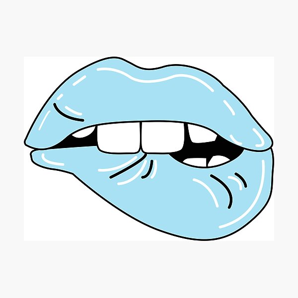 Light Blue Lip Bite Photographic Print