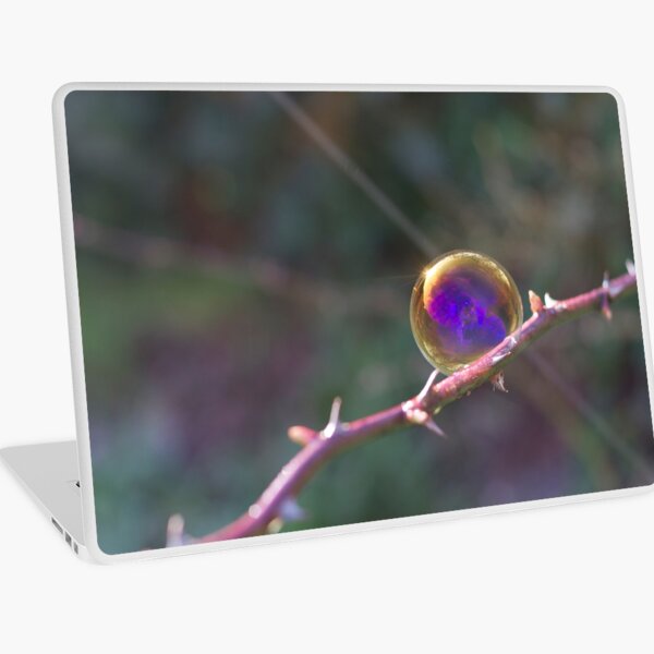Soap Film - The iridescent colours of soap film - Bubble on Rose Thorn Laptop Skin