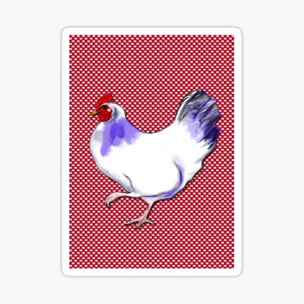 Farmhouse chicken on check Sticker