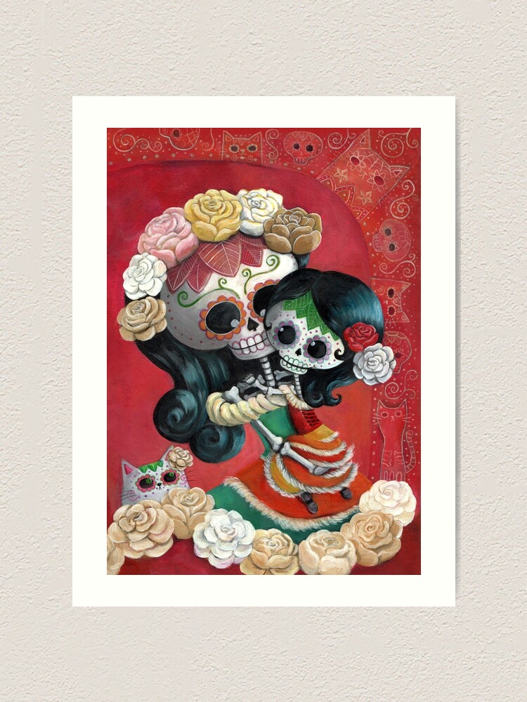 Mexican Skeletons Mother And Daughter Art Print By Colonelle Redbubble