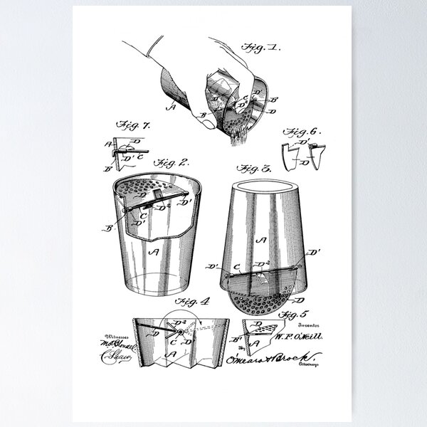 Item preview, Liquid Strainer and Mixer Vintage Patent Hand Drawing designed and sold by TheYoungDesigns.