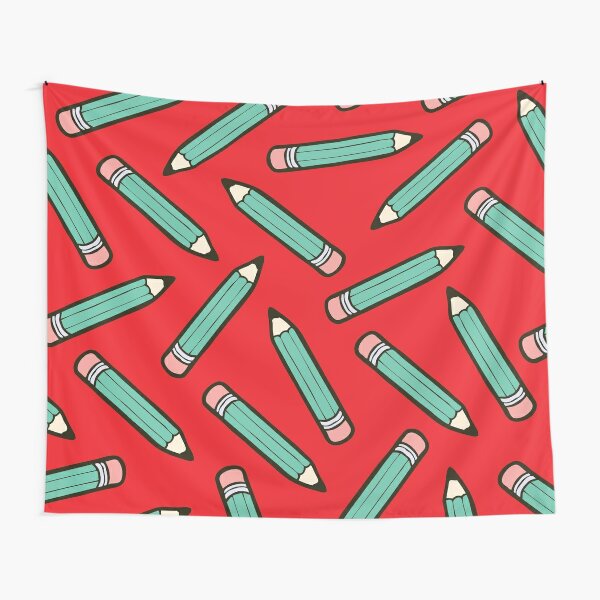 Pencil Power Red Pattern Tapestry