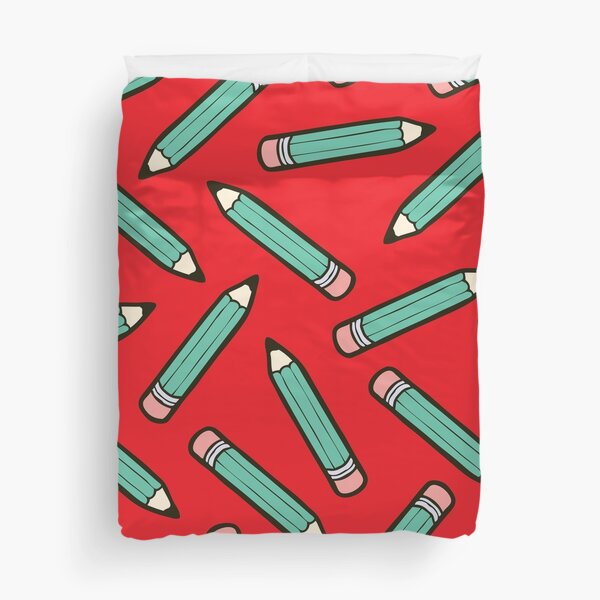 Pencil Power Red Pattern Duvet Cover