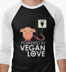 VeganChic ~ Powered By Vegan Love Men's Baseball ¾ T-Shirt