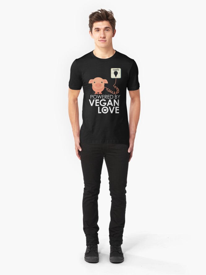 Alternate view of VeganChic ~ Powered By Vegan Love Slim Fit T-Shirt