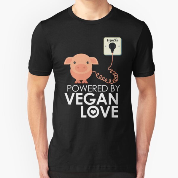 VeganChic ~ Powered By Vegan Love Slim Fit T-Shirt