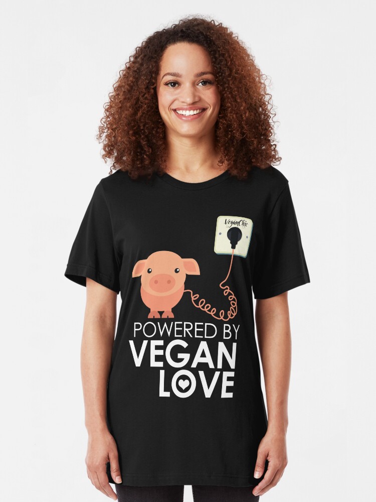 Alternate view of VeganChic ~ Powered By Vegan Love Slim Fit T-Shirt