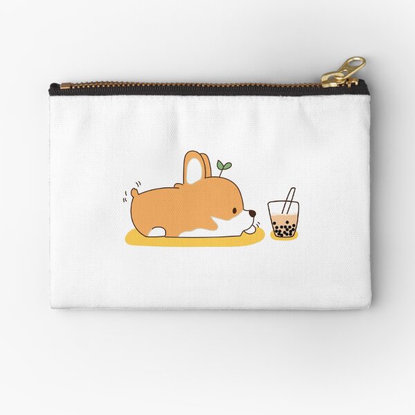 Corgi and Bubble Tea Zipper Pouch