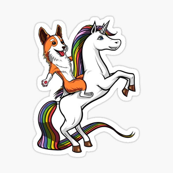 Corgi Dog Riding Unicorn Sticker