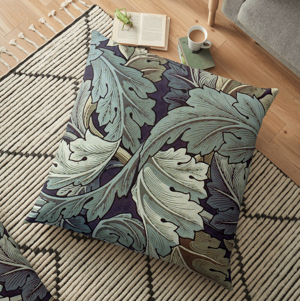 William Morris Acanthus blue pattern Floor Pillow