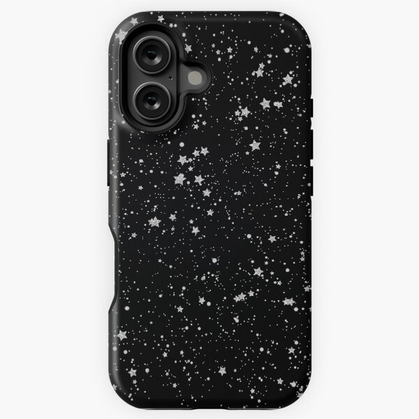 Glitter Stars2 - Silver Black iPhone Tough Case