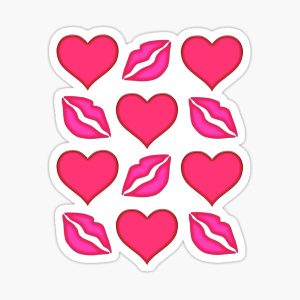 Hearts and Kisses Pattern Sticker