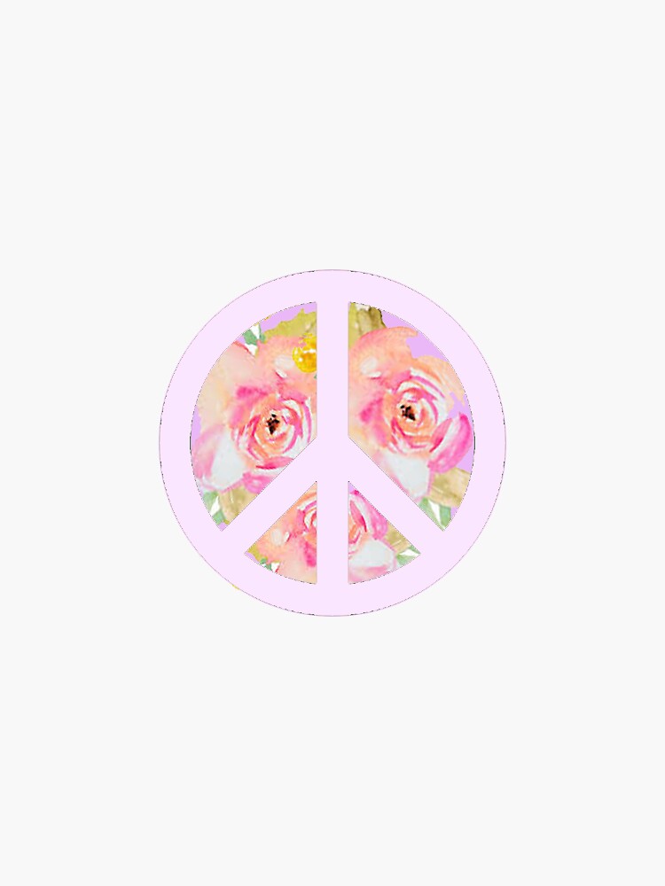 Watercolor Floral Peace Sign Sticker For Sale By Gabbyvandekas Redbubble 