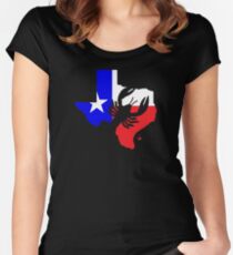 Texas CrawFish Cajun - einsamer Stern-Flaggen-Texaner-Entwurf Tailliertes Rundhals-Shirt