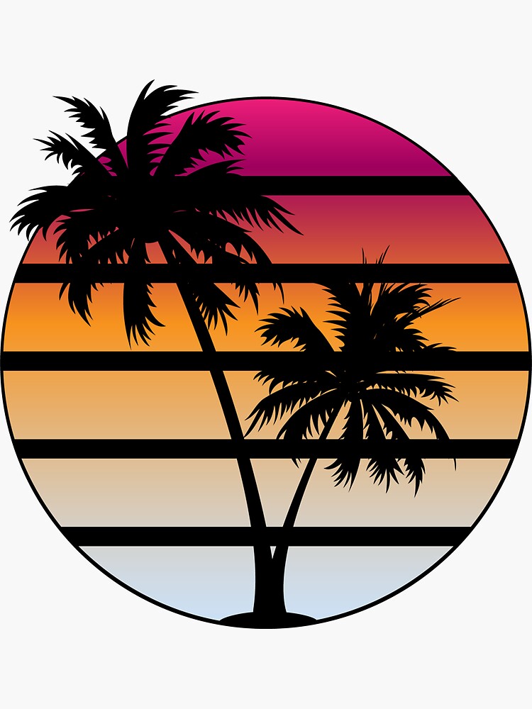 &ldquo;Retrowave style orange sunset sticker design&rdquo; Sticker by StickerShanty