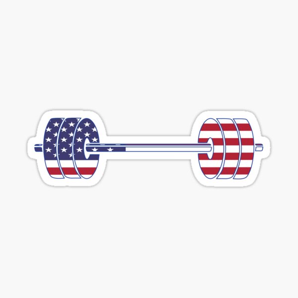 USA flag Barbell Powerlifting Weight Lifting form Sticker