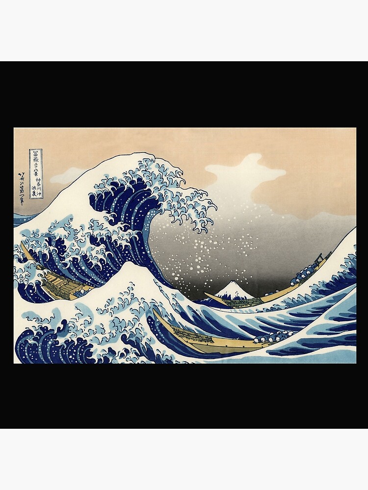 Imagen 2 de 2, Bolsa de tela con la obra Regalo gráfico de olas oceánicas Diseño de olas japonesas de Hokusai con la gran ola del arte de Kanagawa, diseñada y vendida por RozAbellera.