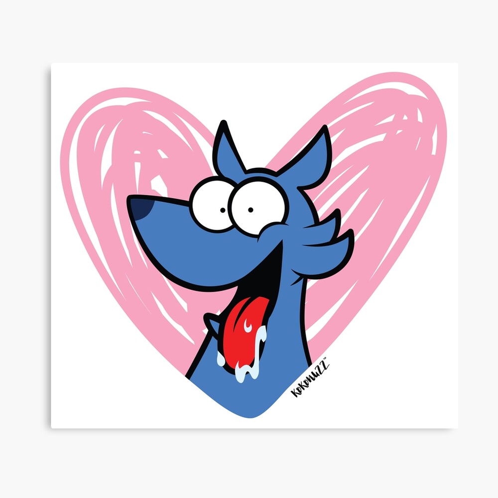 Fun Luppo the Wolf in love with tongue out – Wolf love heart