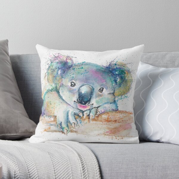 Chubby Cheeks Rainbow Koala Throw Pillow