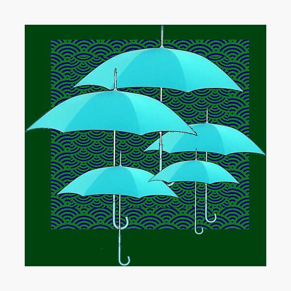 ABSTRACT TURQUOISE UMBRELLAS GREEN ART Photographic Print