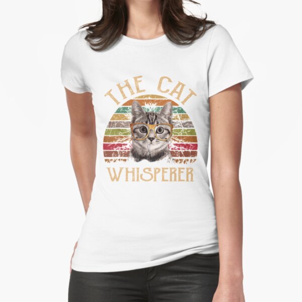 The Cat Whisperer Retro Vintage Sunset Fitted T-Shirt