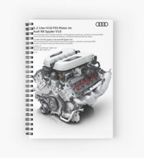 Audi R8 Spyder V10 5.2 Liter FSI Engine Diagram Photographic Print Spiral Notebook