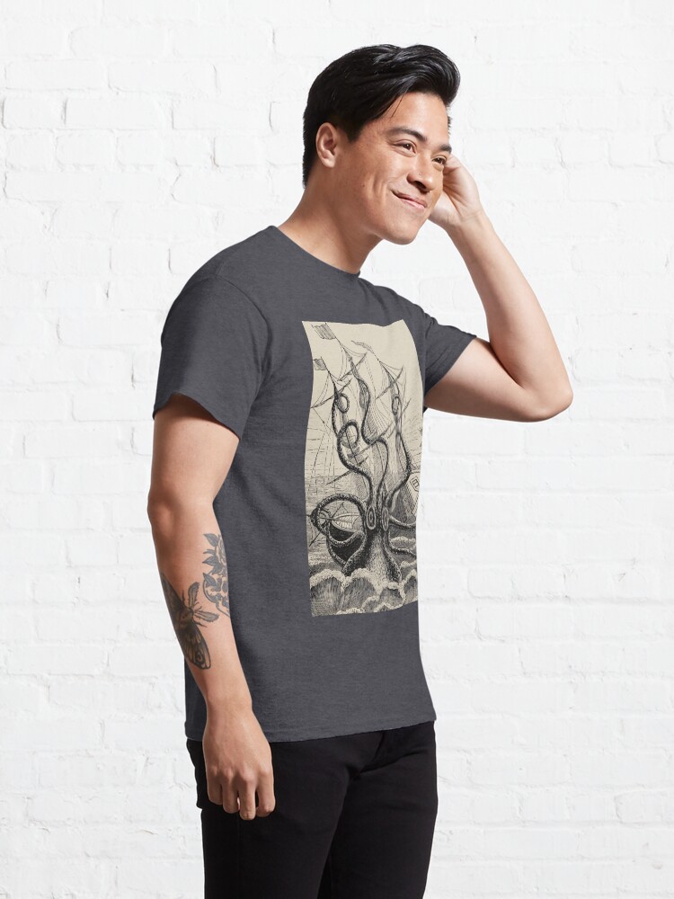 Alternate view of Vintage Kraken attacking ship illustration Classic T-Shirt