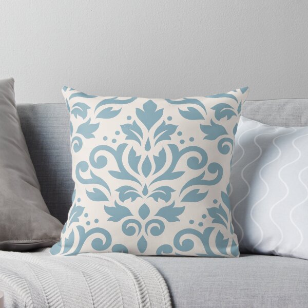 Item preview, Scroll Damask Large Pattern Blue on Cream designed and sold by NataliePaskell.