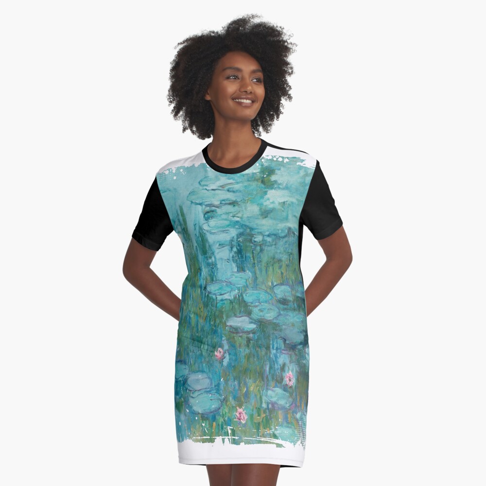 Water Lilies, c. 1915- Claude Monet Graphic T-Shirt Dress
